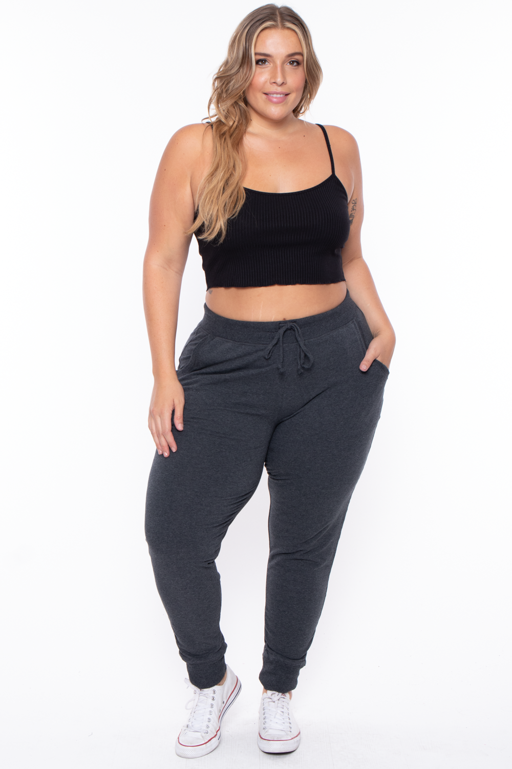 Plus Size Sweat Jogger - Charcoal - Curvy Sense