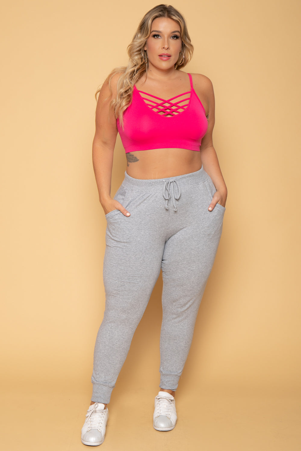 Ambiance Bottoms Plus Size Sweat Jogger - Heather Grey