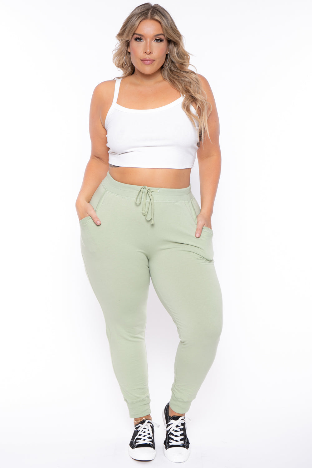 Ambiance Bottoms Plus Size Sweat Jogger - Sage