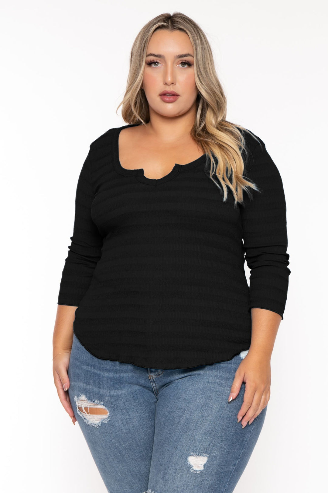 CULTURE CODE Bralettes And Bodysuits Plus Size Agnes Notch Scoop Neck Top - Black