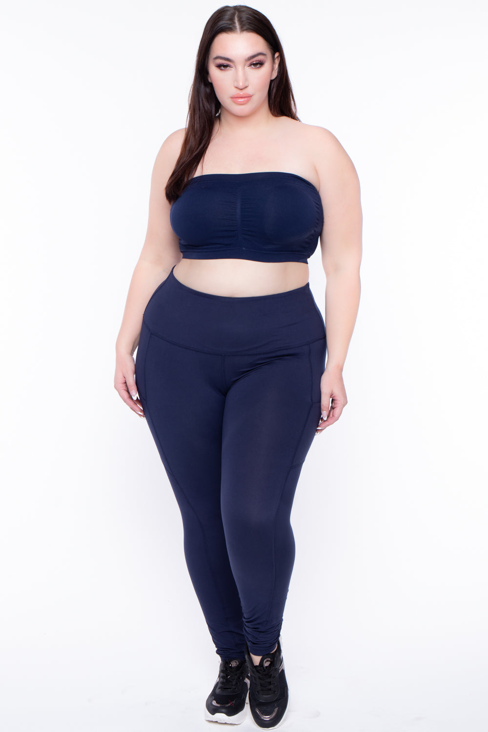 Plus Size Seamless Bandeau Bra - Navy - Curvy Sense