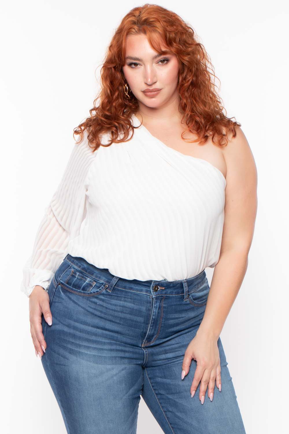 Plus Size Sherise Bodysuit - White - Curvy Sense