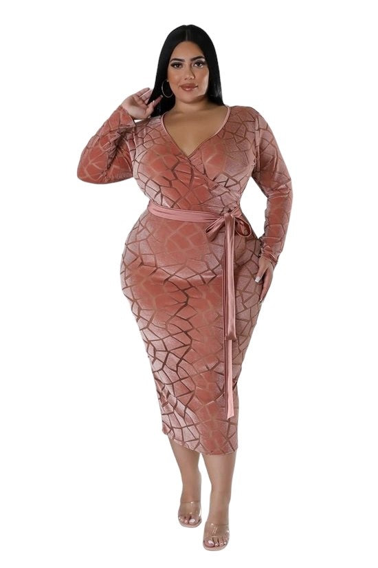 Goodtime USA Dresses 1X / Rust Plus Size  Cianne Burn Out Bodycon Dress- Rust