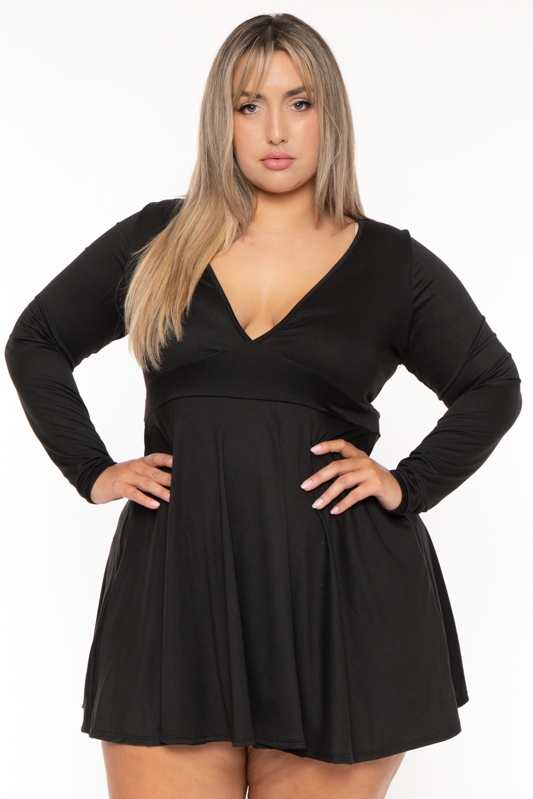 Curvy Sense Dresses 1X / Black Plus Size Jeanna Flare Dress - Black