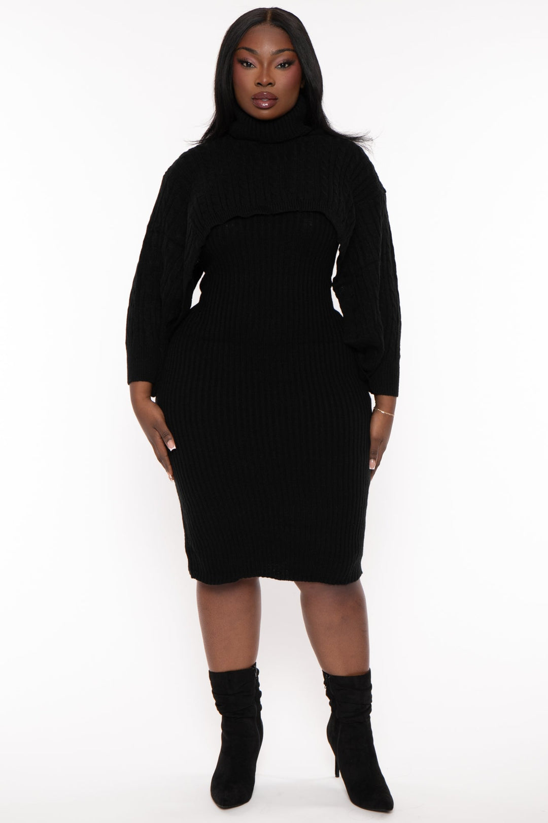 sweaterland Dresses Plus Size Joyce Sweater Matching Set - Black