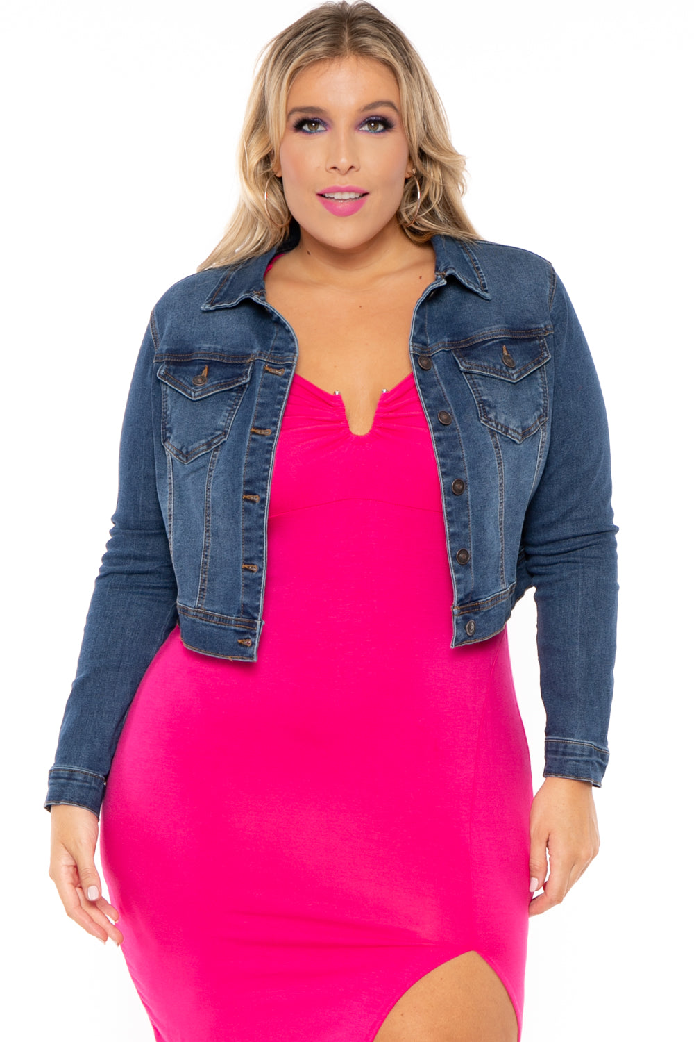 Wax Jean Jackets And Outerwear Plus Size Basic Denim Jacket - Dark Wash