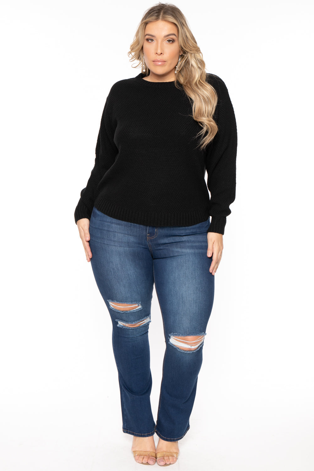 Wax Jean Jeans Plus Size Destructed Flare Jean -  Dark Wash