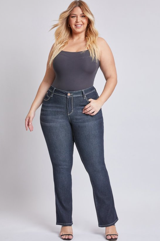 American Bazi Jeans Plus Size Dreamy Mid Waist Boot Cut Jean - Dark Indigo