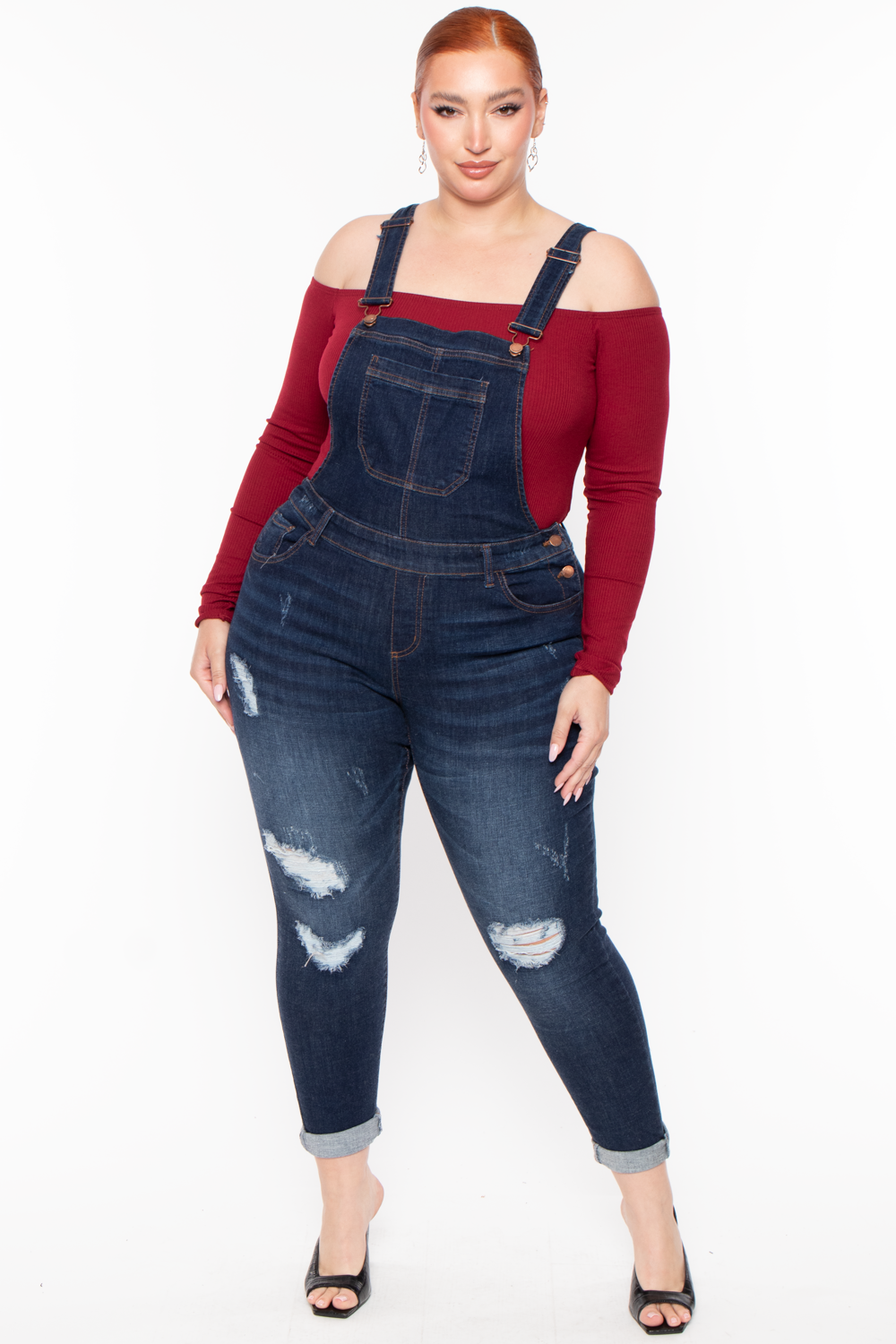 Plus Size Kai Denim Overalls -  Dark Wash - Curvy Sense