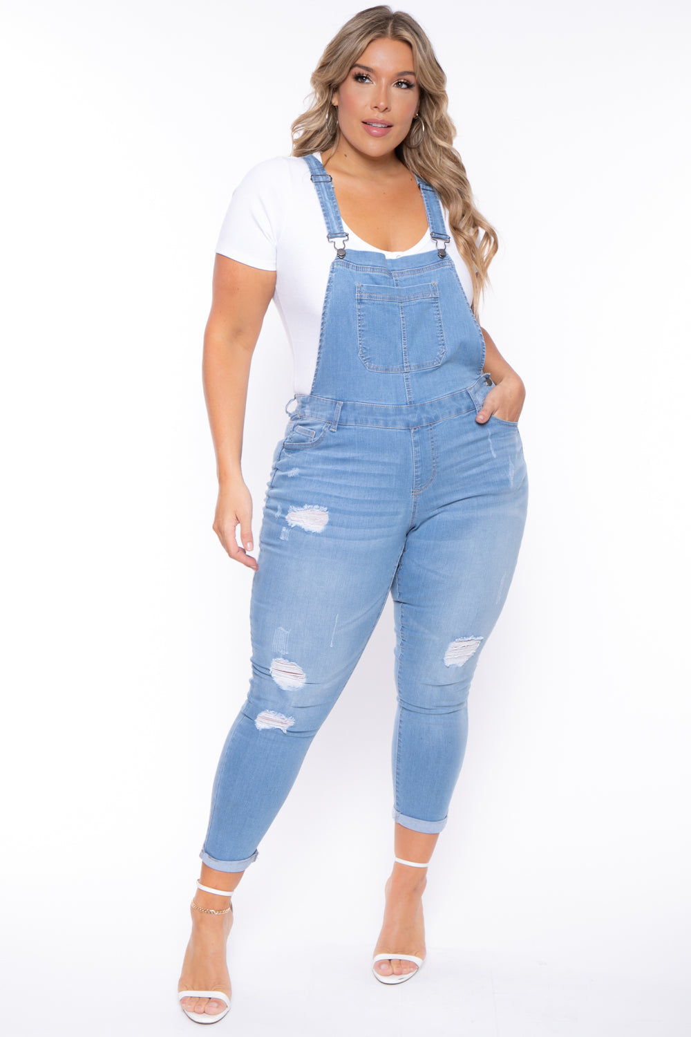 Wax Jean Jeans Plus Size Kai Denim Overalls -  Light Wash