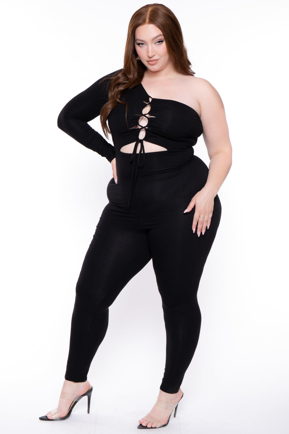 Curvy Sense Jumpsuits and Rompers Plus Size Aaliyah Cut Out Jumpsuit - Black