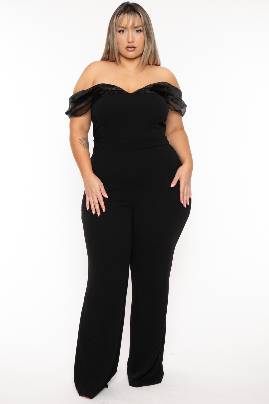 SYMPHONY Jumpsuits and Rompers 1X / Black Plus Size Greta Off The Shoulder  Jumpsuit - Black