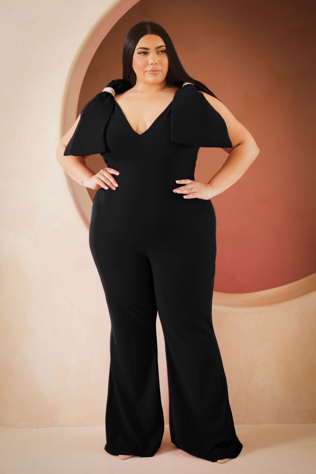 SYMPHONY Jumpsuits and Rompers Plus Size Nicolette Ribbon Jumpsuit - Black