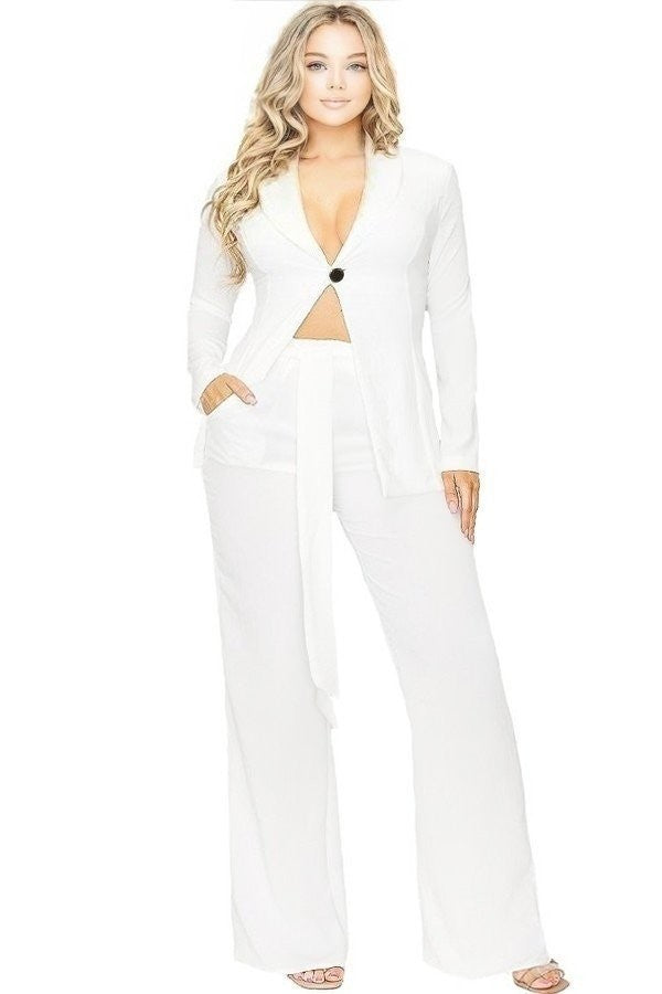 Gibiu Matching Sets 1X / Off White Plus Size HBIC Pant Suit - Off White