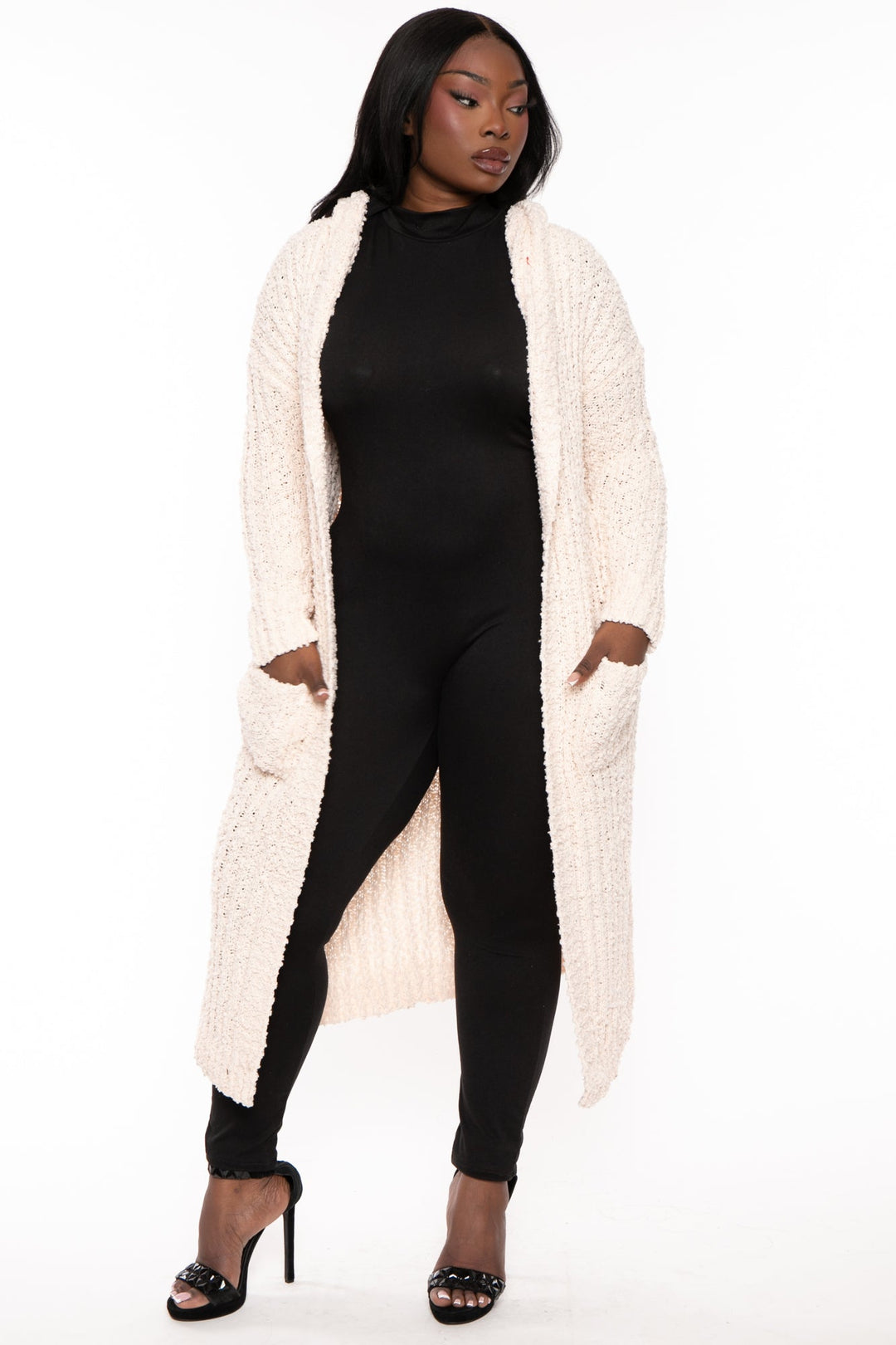 Sweet Generis Sweaters & Cardigans 1X/2X / Ivory Plus Size  Cozy Hoodie Popcorn Duster Cardigan -Ivory