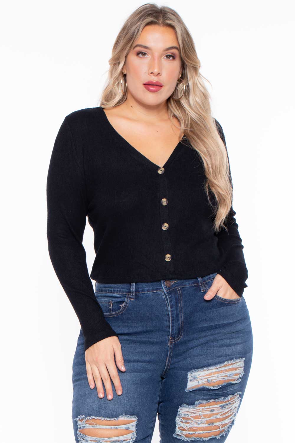 Ambiance Sweaters & Cardigans Plus Size Delaney Sweater - Black