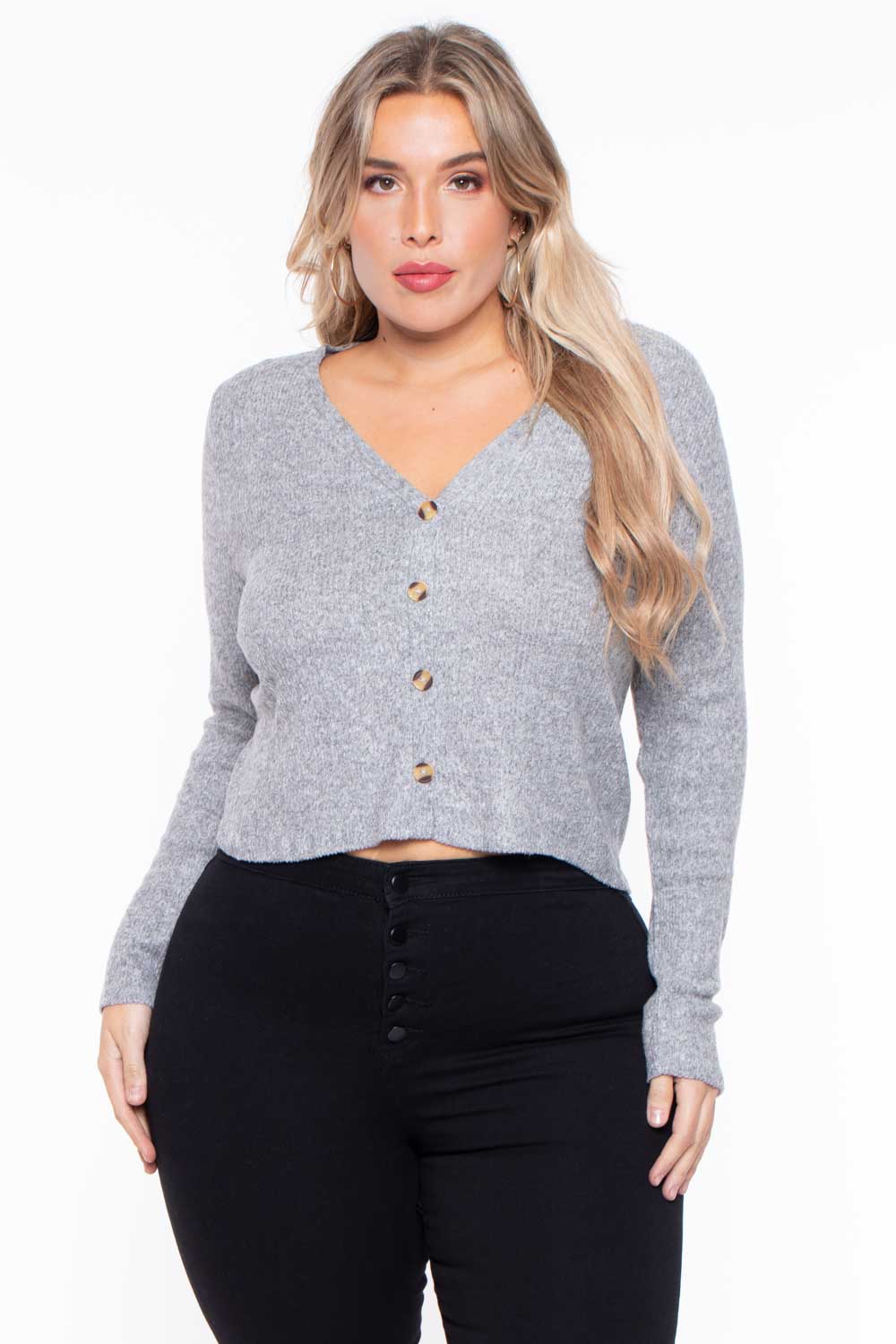 Ambiance Sweaters & Cardigans Plus Size Delaney Sweater - Gray