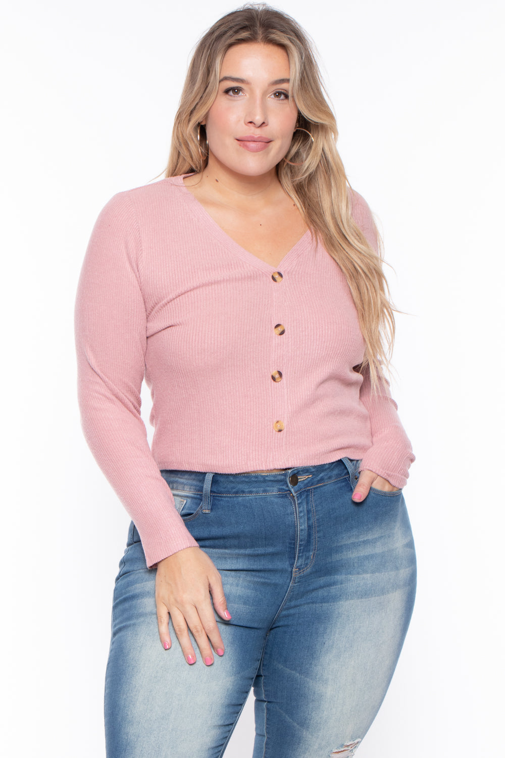 Ambiance Sweaters & Cardigans 1X / Mauve Plus Size Delaney Sweater - Mauve