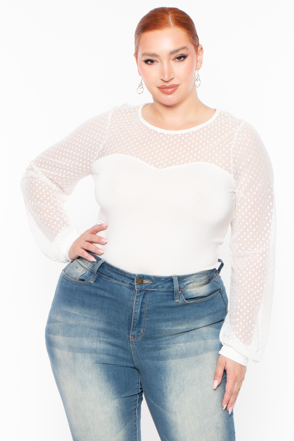 Plus Size Julia Lace Blouse - White - Curvy Sense