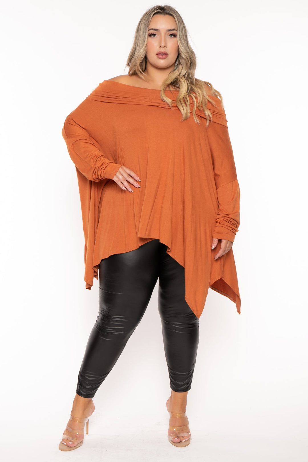 Jade by Jane Tops Plus Size Lori  Oversize Top- Rust