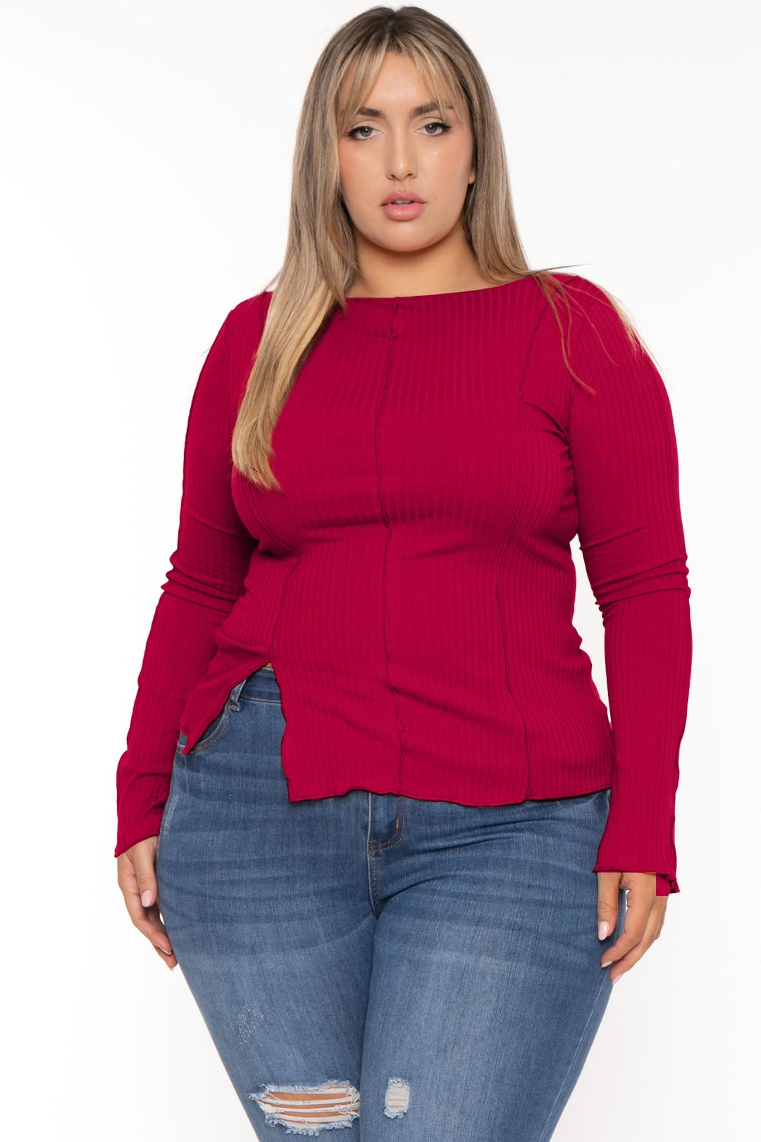 CULTURE CODE Tops 1X / Magenta Plus Size Nancy Expose Seems Top - Magenta